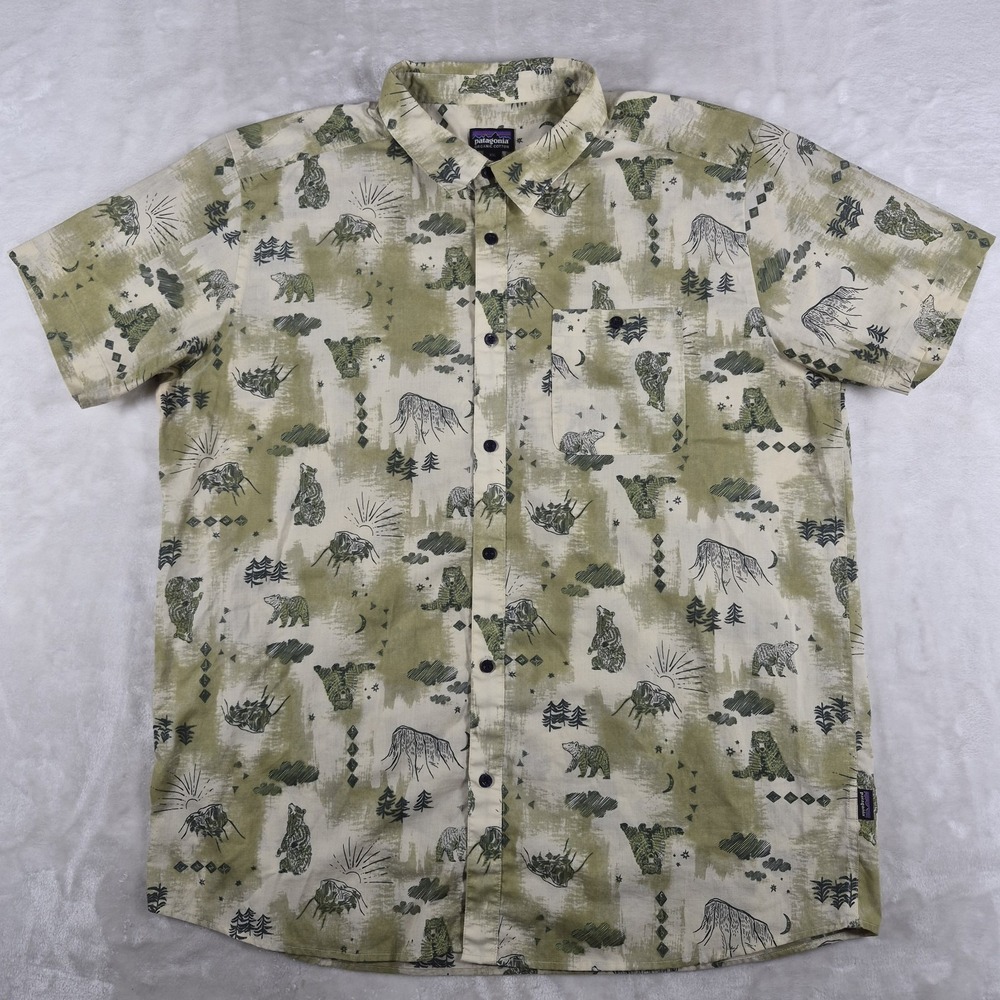 Patagonia Go To Shirt Men's 2XL XXL Green Short Sleeve Organic Cotton 52691